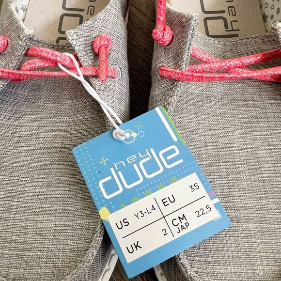 Hey Dude Dudes Shoes - Wendy Funk Youth - Grey/Pink - size Youth 3 Y3 - NEW! - Picture 5 of 9